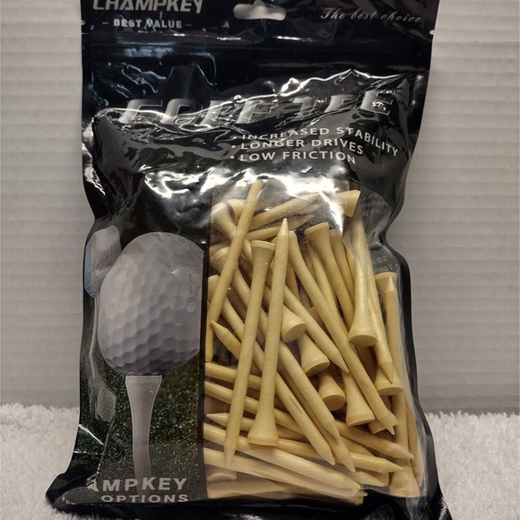 CHAMPKEY Premium Bamboo Golf Tees 3 Packs of 120 =360  (3-1/4"). Biodegradable. - Picture 4 of 6